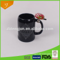 Black Ceramic Beer Mug With Bell,Beer Mug For Christmas Design